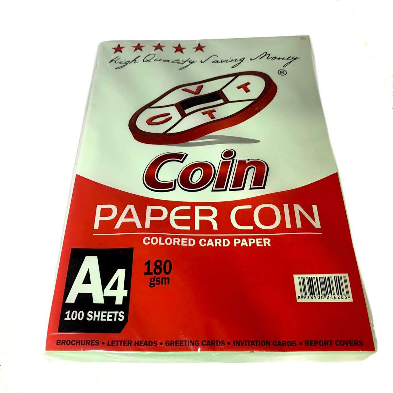 Giấy bìa màu  A4 Coin Xanh lá 